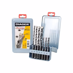 Coffret forets béton x7 SDS+ twister+ DIAGER Coffret 7 Forets Marteau compatible SDS-plus3 forets de Longeur 110, Diamètre 5  ...