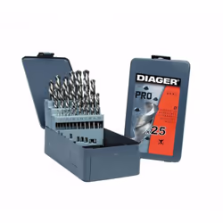 Description générale Coffret métallique de 25 forets HSS meulés PRO de diamètre 1 à 13 mm, avec des forets taillés en acier r ...