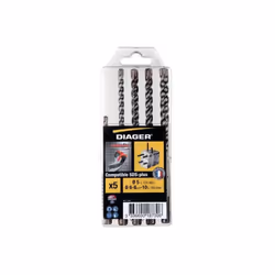 Coffrets de 5 forets béton DIAGER SDS-plus Booster-plus - 110C
