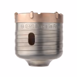 Trépan à plaquettes carbure. Plaquettes carbure brasés au cuivre pour une résistance à l’échauffement. Compatible SDS +. Faci ...