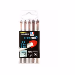 Coffret cerapro 5 pièces Diager Idéal pour percer tous type de carrelage. Foret polyvalent efficace dans un nombre important  ...