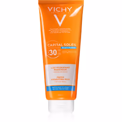 Profitez de vos séjours au soleil sans vous exposer à des risques inutiles. Le lait protecteur hydratant corps et visage Vichy Capital Soleil Beach Protect avec SPF 30 vous garantit une protection à large spectre contre les rayons UV. Il présente une agréable texture qui s’étale facilement sur la peau et qui ne laisse ni film gras