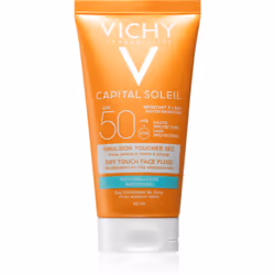 Comment protéger la peau du soleil tout en s’assurant qu’elle reste toujours mate et douce&nbsp;? Le fluide matifiant protecteur pour le visage Vichy Capital Soleil avec un indice de protection solaire SPF&nbsp;50 procure à la peau une protection à large spectre contre les rayons UV