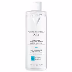 Il suffit d’un seul geste pour obtenir une peau propre et apaisée. L’eau micellaire Vichy Pureté Thermale pour peaux sensibles élimine efficacement le maquillage