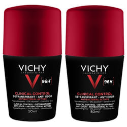 Vichy Homme Clinical Control Déodorant Détranspirant Anti-Odeur 96H Roll-On Lot de 2 x 50 ml