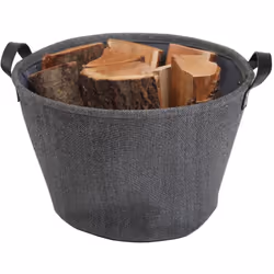 Matière : Tissu Couleur : Gris foncé chiné Equipé de deux anses Taille max bûches : 35 cm Tenue : souple Dimensions : 50 x 50 ...
