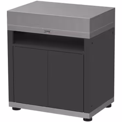 1 meuble avec tablette, 80 x 55 cm duo En version bi-matière: Inox satiné et acier peinture époxy coloris noir. Portes avec s ...