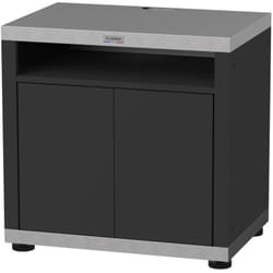 Meuble cuisson avec tablette en inox et acier noir - 80 x 55 x 79 cm - Le Marquier