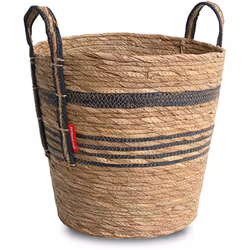 Matière : Jonc Coloris : Naturel Equipé de deux anses Taille max bûches : 40 cm Tenue : rigide Dimensions : 40 x 40 x 42 cm