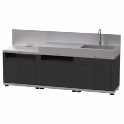 Description générale Ce meuble de cuisine bi-matière allie l'inox satiné et l'acier peint en époxy noir, offrant une solution ...