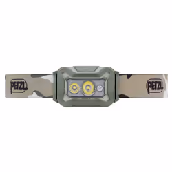 Petzl Aria 2 RGB, Lampe frontale, Camouflage, Duraluminium, Caoutchouc, Boutons, 1 m, IP67