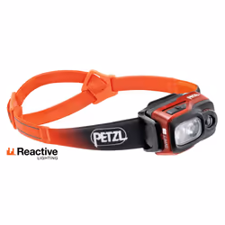 Petzl SWIFT RL, Lampe frontale, Noir, Orange, Blanc, Boutons, IPX4, Niveau de batterie, CE, UKCA
