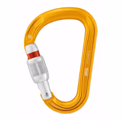 Petzl ATTACHE, Verrou, Mousqueton à verrou, En forme de D, Aluminium, Jaune, 21 kN