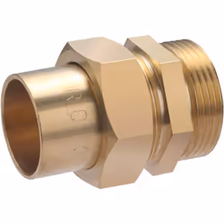 Raccord droit 3 pièces à souder pour tube en cuivre de diamètre 32 mm - sortie mâle 1"1/4 (33x42) - joint sphéroconique. Ce r ...