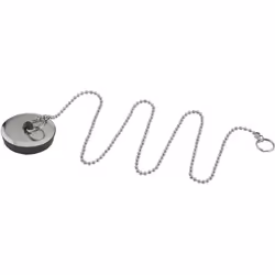 - bouchon caoutchouc à chaînette avec enjoliveur inox Ø37x40 chaînette longueur 400 mm - photos non contractuelles