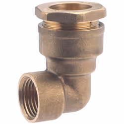 Raccord en laiton pour tube polyéthylène de diamètre 20 mm - sortie femelle 1/2 (15x21) avec un angle à 90° Il permet de réal ...