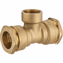 Té en laiton pour tubes polyéthylène de diamètre 20 mm - sortie centrale femelle 1/2 (15x21) Il permet de réaliser un circuit ...