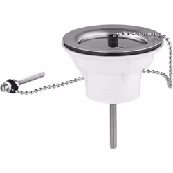 Bonde Ø60 pour évier grès ou en matériau de synthèse Bouchon avec chainette fournis Finition chromée M 1'1/2 (40x49) NF 55 L/ ...