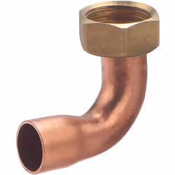 Raccord coudé 2 pièces à souder pour tube en cuivre de diamètre 14 mm - sortie femelle écrou prisonnier 1/2 (15x21) Ce raccor ...