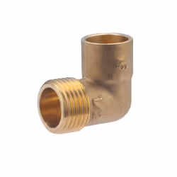 Coude à souder pour tube en cuivre de diamètre 16 mm - sortie mâle 1/2 (15x21) Ce coude en laiton permet de raccorder un élém ...