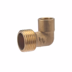 Coude à souder pour tube en cuivre de diamètre 12 mm - sortie mâle 1/2 (15x21) Ce coude en laiton permet de raccorder un élém ...
