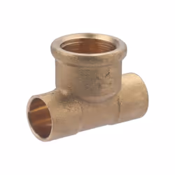 Té à souder pour tube en cuivre de diamètre 14 mm - sortie femelle 1/2 (15x21) Ce té en laiton permet de raccorder deux tubes ...