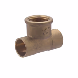Té à souder pour tube en cuivre de diamètre 16 mm - sortie femelle 1/2 (15x21) Ce té en laiton permet de raccorder deux tubes ...