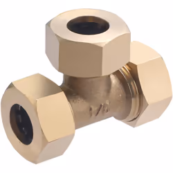 Té égal Joint mixte pour tubes en cuivre de diamètre 16 mm Ce té en laiton permet de raccorder trois tubes en cuivre de diamè ...