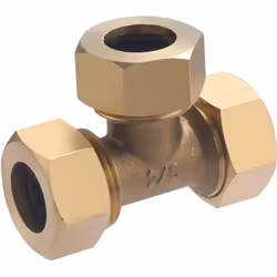Té égal Joint mixte pour tubes en cuivre de diamètre 18 mm Ce té en laiton permet de raccorder trois tubes en cuivre de diamè ...