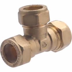 Té égal Bicône pour tubes en cuivre écroui de diamètre 18 mm Ce té en laiton permet de raccorder trois tubes en cuivre de dia ...