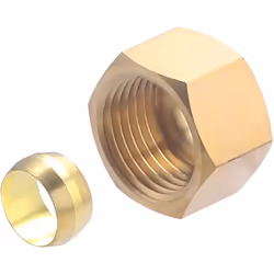 Ecrou 1/2 (15x21) avec bague bicône pour tube en cuivre de 12 mm de diamètre Cet ensemble d'écrou et de bague bicône en laito ...