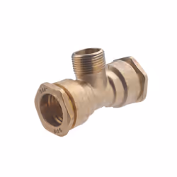 Description générale Raccord té en laiton pour tuyau polyéthylène, conçu pour une utilisation durable et fiable dans les inst ...