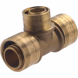 Té PER à glissement diamètres 25-20-25mm Raccord en laiton brut permettant la réalisation d’un circuit d’alimentation en eau  ...
