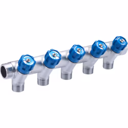 Distributeur à robinetterie intégrée bleue (identification eau froide) - Mâle Femelle 3/4 (20x27) - 5 départs mâles 1/2 (15x2 ...