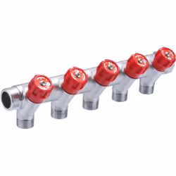 Distributeur à robinetterie intégrée bleue (identification eau froide) - Mâle Femelle 3/4 (20x27) - 5 départs mâles 1/2 (15x2 ...