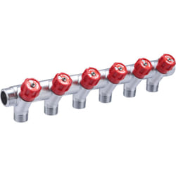Noyon&thiebault - Collecteur avec robinets rouges MF20x27 sorties M15x21 6 départs