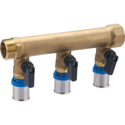Collecteur MF20x27 sorties vannes à sertir pour tube multicouche NOYON & THIEBAULT Ø20 - 3 départs