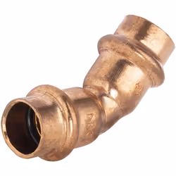 Coude égal 45° à sertir pour tubes en cuivre de diamètre 14mm Ce coude en bronze est utile pour relier deux tubes en cuivre d ...