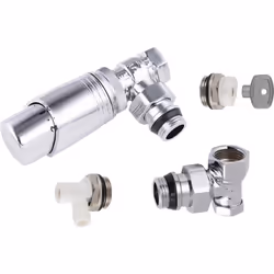 Kit Complet pour raccordement radiateur ou sèche serviette - Raccordement Mâle Femelle 15x21 (1/2) - Tête thermostatique 30x1 ...