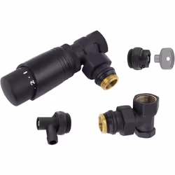 Kit Complet pour raccordement radiateur ou sèche serviette - Raccordement Mâle Femelle 15x21 (1/2) - Tête thermostatique 30x1 ...