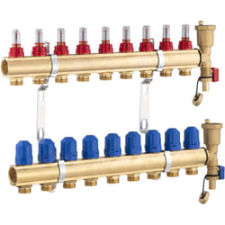 Noyon&thiebault - Collecteur laiton pour plancher chauffant 9 boucles