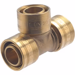 Té PER à glissement diamètre 20mm Raccord en laiton brut permettant la réalisation d’un circuit d’alimentation en eau chaude  ...