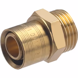 Description générale Raccord à glissement pour tube PER, disponible en deux diamètres : 12 mm (mâle 3/8'' - 12x17) et 16 mm ( ...