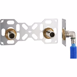 Kit de raccordement permettant d'aménager facilement une sortie d'eau pour une robinetterie murale de bain ou de douche sur u ...