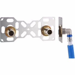 Kit de raccordement permettant d'aménager facilement une sortie d'eau pour une robinetterie murale de bain ou de douche sur u ...