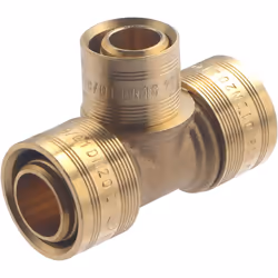 Té PER à glissement diamètres 20-16-20mm Raccord en laiton brut permettant la réalisation d’un circuit d’alimentation en eau  ...