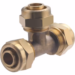 Té égal PER à compression diamètre 20mm Raccord en laiton brut permettant la réalisation d’un circuit d’alimentation en eau c ...