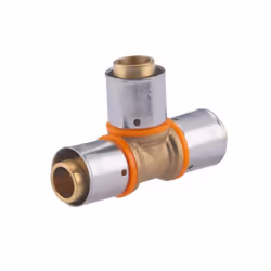 Té égal PER à sertir diamètre 20mm Té en laiton brut permettant la réalisation d’un circuit d’alimentation en eau chaude ou e ...