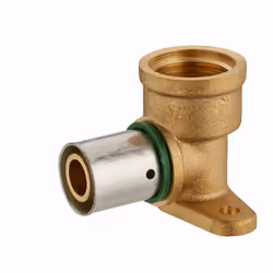 Coude applique à sertir profil TH pour tube PER NOYON & THIEBAULT - Ø 16 mm à visser femelle F1/2' (15x21) 2 trous pour fixat ...