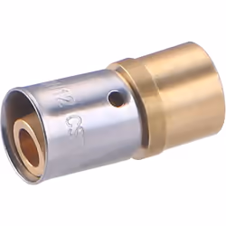 Raccord droit PER à sertir diamètre 12 mm - Cuivre à souder diamètre 12mm Raccord en laiton brut permettant la réalisation d’ ...